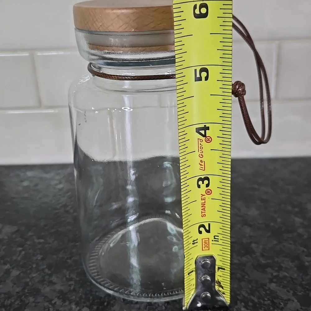 Target Brand Glass Bath Salt Jar with Wood Lid & attached Wooden Spoon